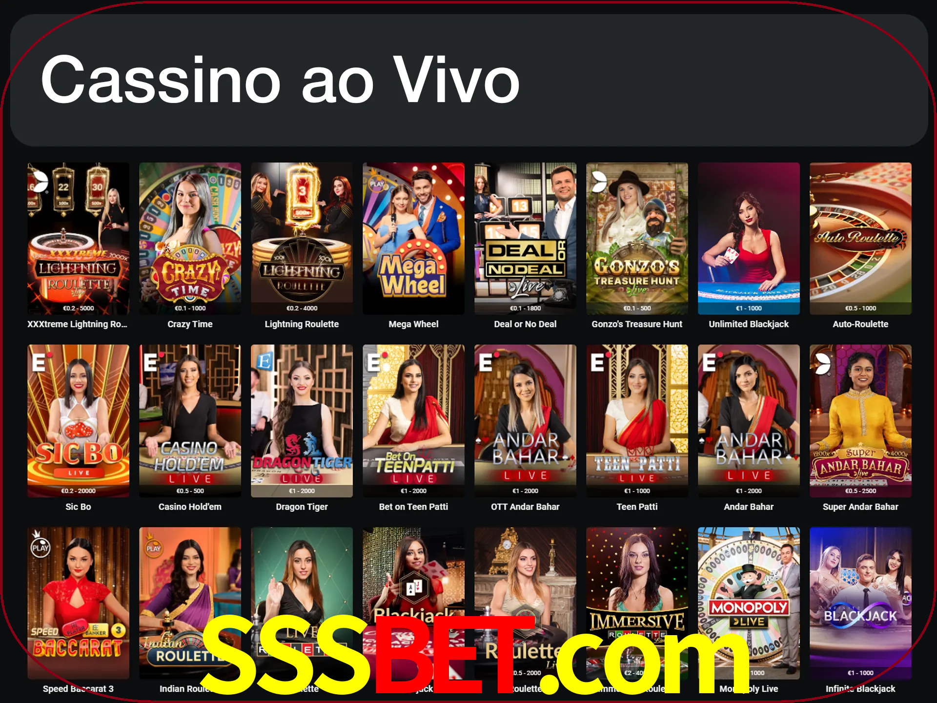 Jogue jogos de cassino com um verdadeiro dealer.